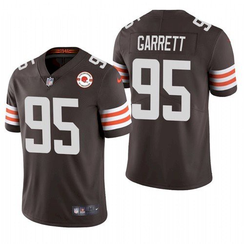 Men's Cleveland Browns #95 Myles Garrett 2021 Brown 75th Anniversary Vapor Untouchable Limited Stitched NFL Jersey